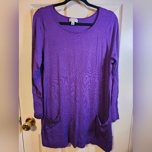 Susan Graver Rich Purple Long Sleeve Tunic, Sz 1x
